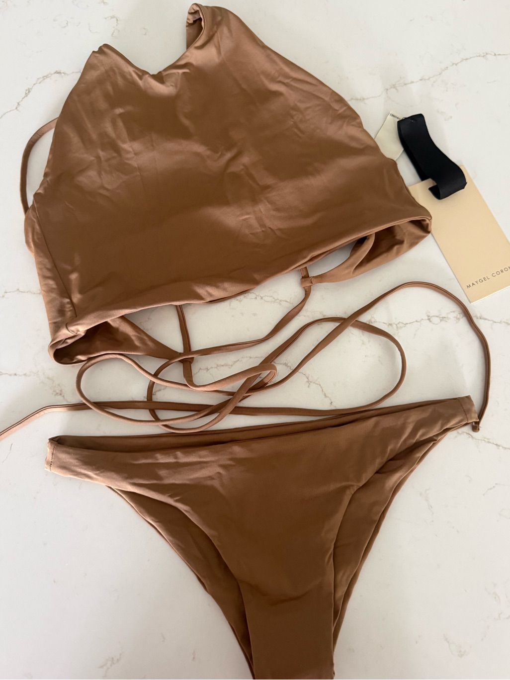 Maygel Colonel Two-Piece Bikini Set In Warm Brown New One Size